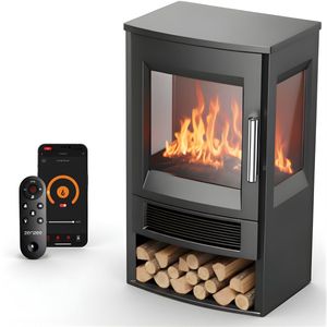 Zenzee Elektrische Sfeerhaard - 1800W - WiFi - Zwart - Timer - Thermostaat