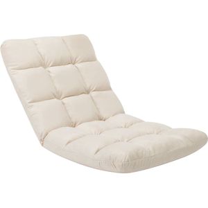 vidaXL Vloerstoel - Inklapbaar - Microvezel - Crème Vloerstoel - Lounge Chair - Relaxfauteuil - Comfortabel Zitten - Buitentoezicht