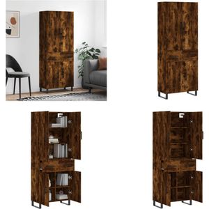 vidaXL Hoge kast 69-5x34x180 cm bewerkt hout gerookt eikenkleurig - Hoge Kast - Hoge Kasten - Hoge Kast Met Lade - Kast