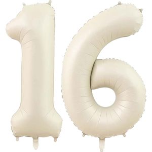 Cijfer Ballonnen Ballon Cijfer 16 Verjaardag Versiering Feest Helium Ballonnen Cijferballon Folieballon Wit Xl Formaat