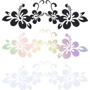 6 stuks hibiscus bloem auto sticker - Hawaiiaanse stickers - 3 kleuren tak stickers - waterdicht vinyl - automotive exterieur decor - voor vrachtwagen motorfiets deuren laptop .