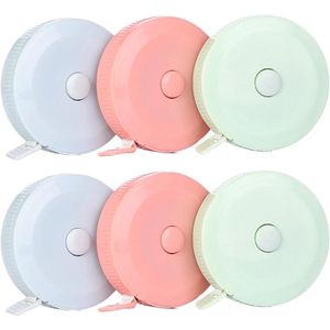Intrekbaar Meetlint 150 cm - Zacht Kleermakerslint - Dubbele Schaal Zachte Meetlint - Tailor Tape Maatregelen - Omtreklint voor Lichaamslengte en Kleding Meten - 6 Stuks in 3 Kleuren