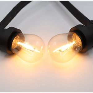 LumenXL lichtsnoer set koppelbaar van 10 meter met 10 fittingen en 1 watt 2200K LED filament lampen