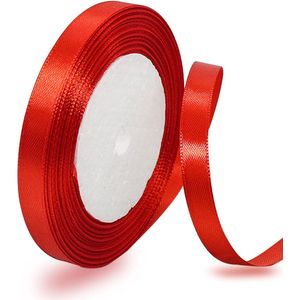 Satin Ribbon - Rood - 6mm - 22m - Decoratieve Cadeau Ribbon - Brede Stof Ribbon voor Trouwen - Doop - Verjaardag Cadeaus