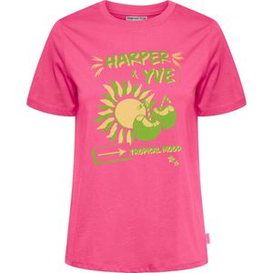 Harper & Yve Tropical-ss Tops & T-shirts Dames - Shirt - Roze - Maat XS