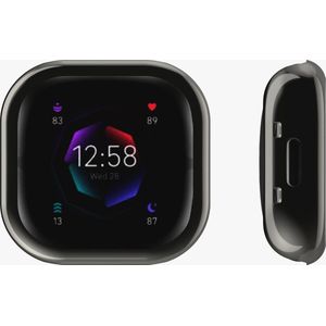 kwmobile 2x smartwatch hoes geschikt voor Fitbit Versa 4 / Sense 2 hoesje - Siliconen sporthorloge cover - Activity tracker case in zwart / roze