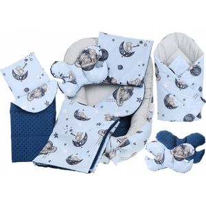 Babynestje set pasgeborenen - knuffelnest baby nestje bed set 7-delig - Beer op de maan- ÖKO-TEX normen