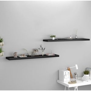 The Living Store Wandplanken Zwart 120 x 23.5 x 3.8 cm - Honingraat MDF Metaal - Set van 2