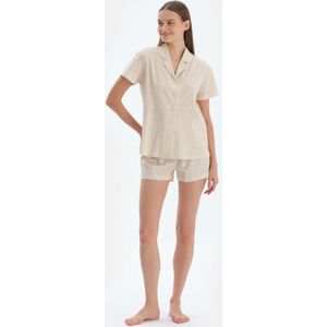 Dagi Polkadot Pyjamaset met Korte Mouwen, Overhemdkraag en Shorts met Normale Taille