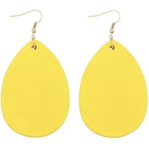Zilveren -oorhangers- Hout -geel-7.5 cm- Charme Bijoux