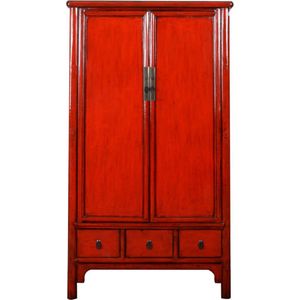 Fine Asianliving Antieke Chinese Kast Rood High Gloss B103xD49xH194cm Chinese Meubels Oosterse Kast