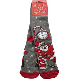 Kerst - Oud en nieuw - sokken Santa - met klok en lurex - maat 39 - 42