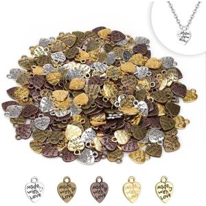 Hartvormige hangers - 250 stuks, galvanisch proces, retrostijl met gegraveerde tekst