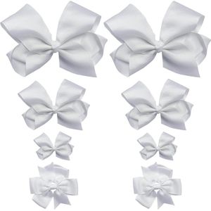 6 stuks haarspelden met strik - haaraccessoires voor meisjes - satijnen stoffen haarspelden - kinderhoofdband - wit .