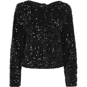 Only - Onlconfidence Sequin Bow Top - T-shirt - Zwart - Dames