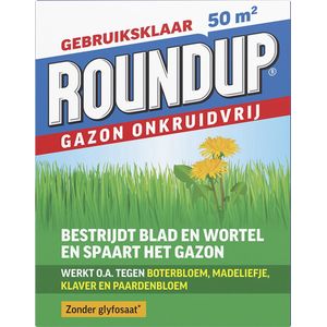 Roundup Gazon Onkruidvrij 1kg - Onkruidbestrijder - Bestrijdt blad en wortel en spaart het gazon - Werkt tegen o.a. botterbloem, madeliefjes, klaver en paardenbloem - Garden Select