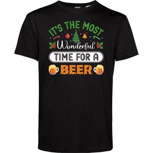 T-shirt Time For A Beer | Foute Kersttrui Dames Heren | Kerstcadeau | Kerstpakket | Zwart | maat XL