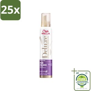 25 x Wella – Deluxe Pure Fullness – Haarmousse – 200 ml - Grootverpakking - Haarmousse - Volume - Haarbescherming - Kerashield 5 - Anti-pluis