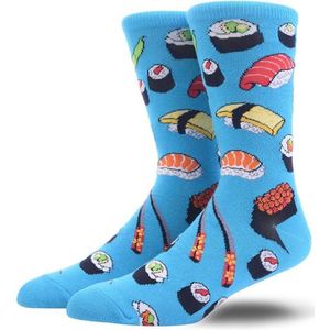 Sushi sokken - Heren Maat 40-46 - Lichtblauw met print