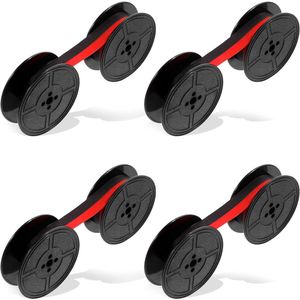 4 paar - Typemachinelint - Dubbele spoel - Klassiek vintage typemachine-inktlint - Dubbele spoel typemachinelint - Werkt met de meeste typemachines - Rood en zwart