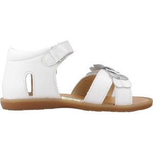Naturino - Dacia - Mt 20 - velcro's bloemen lederen sandalen - wit - dichte hiel