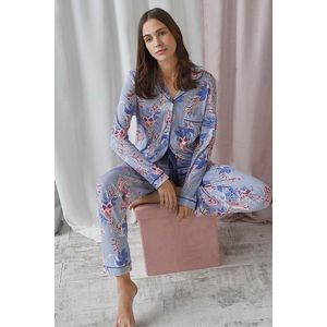 Blauwe doorknoop pyjama Ringella