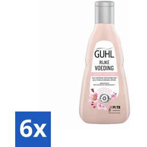 6 x Guhl - Shampoo - Rijke Voeding - 250 ml - Droog Haar Shampoo - Voedende Shampoo - Shampoo Voor Droog Haar - Amandelolie Shampoo - Kersenbloesem Shampoo