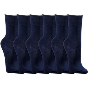 Katoenen sokken | Boord zonder elastiek | Kleur: Donkerblauw | Maat: Diverse maten | 6 paar