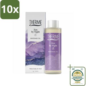 10 x Therme - Zen by Night - Massageolie - Hydraterend - Verzorgend - 125ml - Grootverpakking - Massageolie - Ontspanning - Slaap - Lavendel - Jasmijn