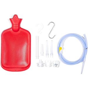 Enema Kit - 2000ml Capaciteit - Rubber Enema Bag - Thuis Enema Kit Voor Colon Detoxificatie - Schoonmaak Spoeling - Rood