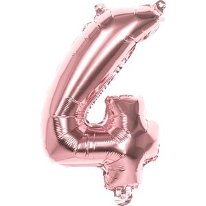 Boland - Folieballon '4' roségoud (36 cm) 4 - Rose Goud - Cijfer ballon