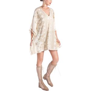 Kaftan - Tuniek - jurk - Strandjurk LR63-12 One size creme/beige