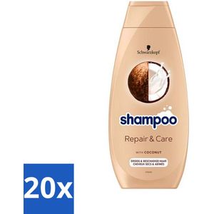 20 x Schwarzkopf - Shampoo Repair & Care - Herstelt Beschadigd Haar - 400 ml - Herstel Haar - Beschadigd Haar - Droog Haar - Kokos Extract - Haar Verzorging