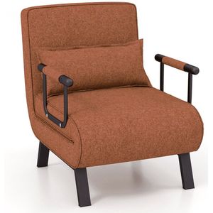 Trendmix 4-in-1 Uitklapbare Slaapstoel Belastbaar Tot 150 kg Bruin/Koffie - Inklapbare Slaapbank Met 6 Standen Verstelbare Rugleuning - Modern Design Logeerbed - Slaapfauteuil