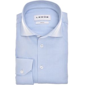 Lichtblauw Ledub Modern Fit overhemd effen strech