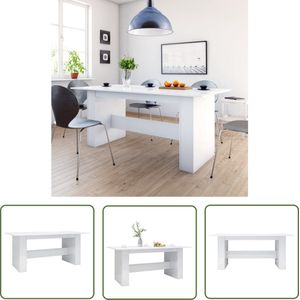 The Living Store Eettafel Keukentafel - 180 x 90 x 76 cm - Hoogglans wit