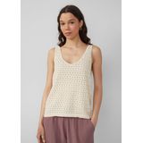 QS - Top - Lichtbeige - Mouwloos - V-hals - Effen