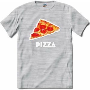 Pizza - grappig verjaardag kleding cadeau - eten teksten - T-Shirt - Dames - Donker Grijs - Gemêleerd - Maat S