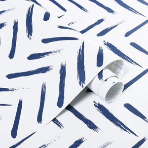 PolkaHome ® Modern Zelfklevend Waterdicht Behang in Blauw-Witte Strepen voor Interieurdecoratie