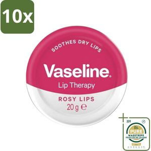 10 x Vaseline - Rosy Lips - Lip Therapy - Verzorgend - 20 g - Grootverpakking - Lippenbalsem - Rosé Lippen - Hydratatie - Droge Lippen - Gebarste Lippen