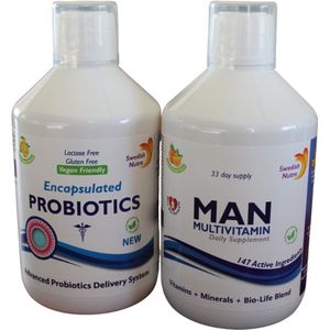 Voordeelpack Probiotics & Man multivitamine, Al deze ingrediënten en nutriënten zorgen voor een verbetering van energie en uithoudingsvermogen. Deze blend valt onder de Multivitaminen en is nog eens gemixt met ijzer, amino