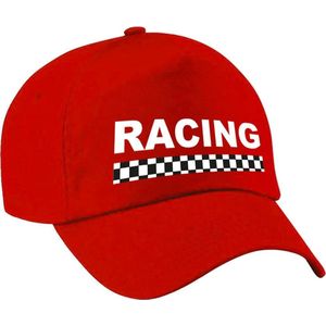 Racing / finish vlag verkleed pet rood voor dames en heren - Racing team baseball cap - carnaval / kostuum