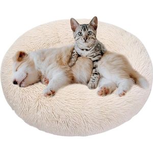 Kattenmand, kattenbed, opvouwbaar, voor katten of kleinere honden, zacht, pluizig kunstbont Beige (XL:80cm)
