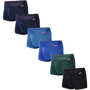 Undiemeister Korte Boxershort Heren - Blauw & Donkere tinten - 6-Pack - Mellowood Tencel - Ademend, Anti-Bacterieel & Naadloos Ondergoed - Premium Onderbroeken Heren - Maat XXXL