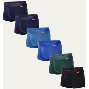 Undiemeister Trunk multipack - Korte Boxershort heren - Ondergoed - Onderbroek mannen - Gemaakt van Mellowood - Boxer briefs - Blauw & Donkere tinten - 6-Pack - XXXL