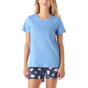 Merry Style Dames Pyjama - Korte mouwen - Korte broek - Katoen - MS-MS10-265-PJ - Blauw Beer - 158