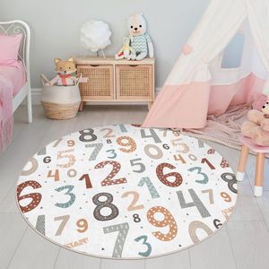 Kinderkamer Vloerkleed Rond Tapijt|Educatieve kindertapijten|Antislip Kindervloerkleed|Kinderen Tapijt Decor|Speelkleed|Kleurrijk kindervloerkleed|Berglandschap
