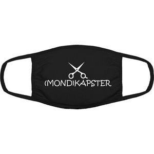 (Mond) kapster mondkapje | grappig | kapsalon | kapper | gezichtsmasker | bescherming | bedrukt | logo | Zwart mondmasker van katoen, uitwasbaar & herbruikbaar. Geschikt voor OV