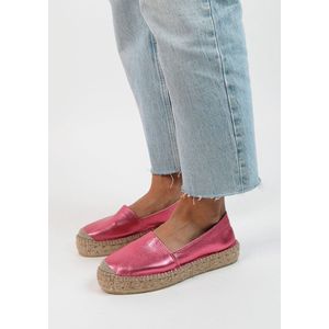 Sacha - Dames - Metallic roze leren espadrilles - Maat 36