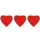 3x Rood honeycomb decoratie hart 28 cm - Feestversiering/bruiloftdecoratie/valentijnsdag